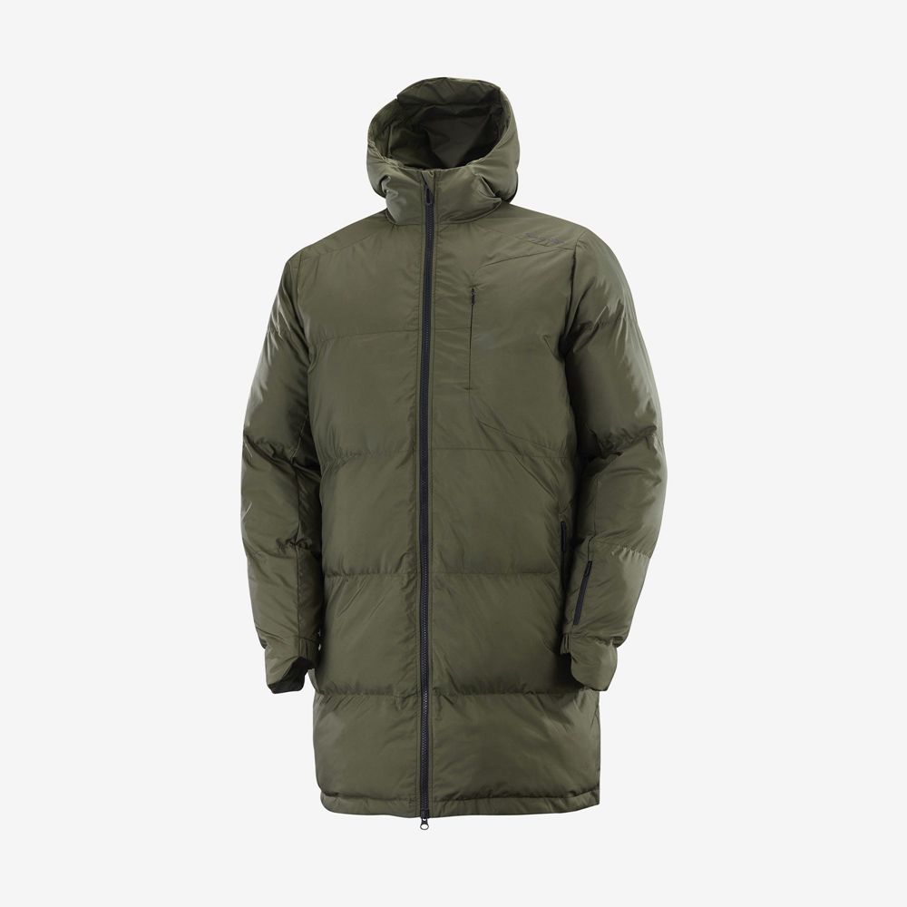 Salomon OUTLIFE PACKABLE LONG PUFFER JKT U Chaquetas Hombre - Verde Oliva - Colombia (62539-VBXM)